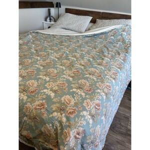 Duvet Cover Floral Teal Blue Girls Double/full Bed Cover Pamala Kline 82x83